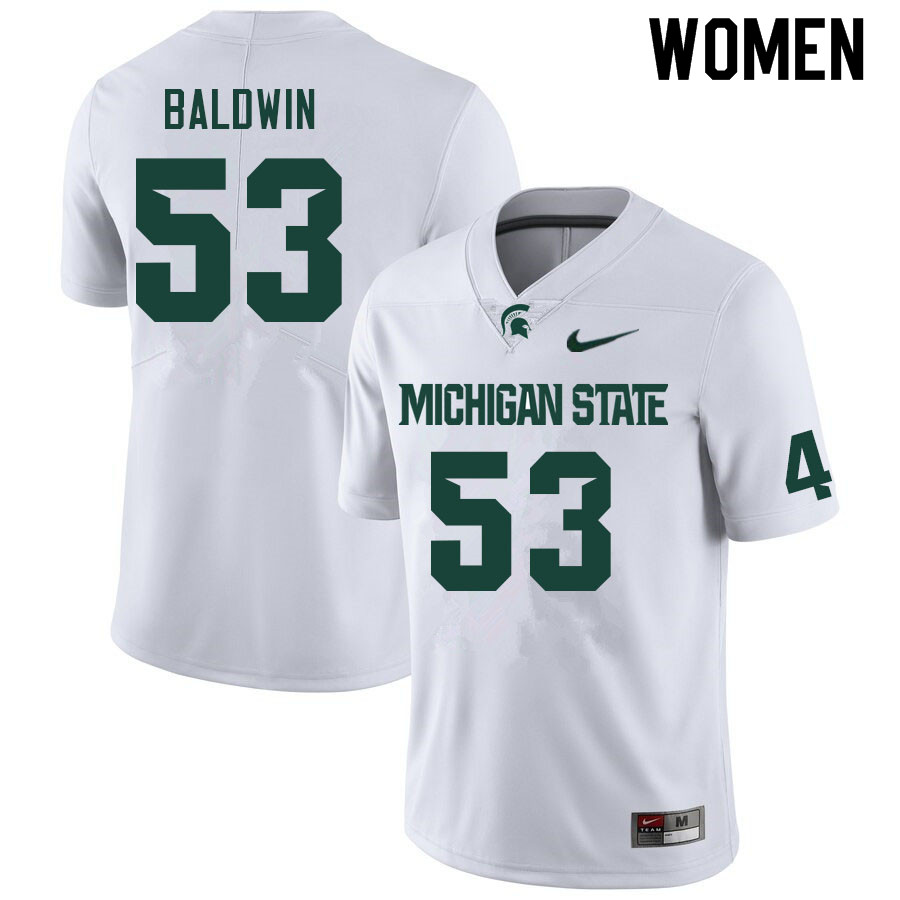Women #53 Brandon Baldwin Michigan State Spartans College Football Jerseys Sale-White